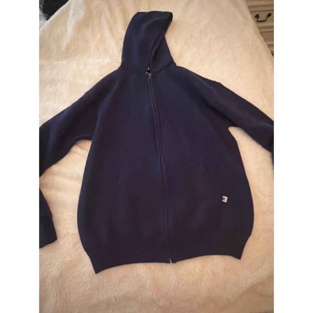 Vintage Russell Athletic Zip Up Hoodie Mens XL Navy Blue Made in USA Fleece